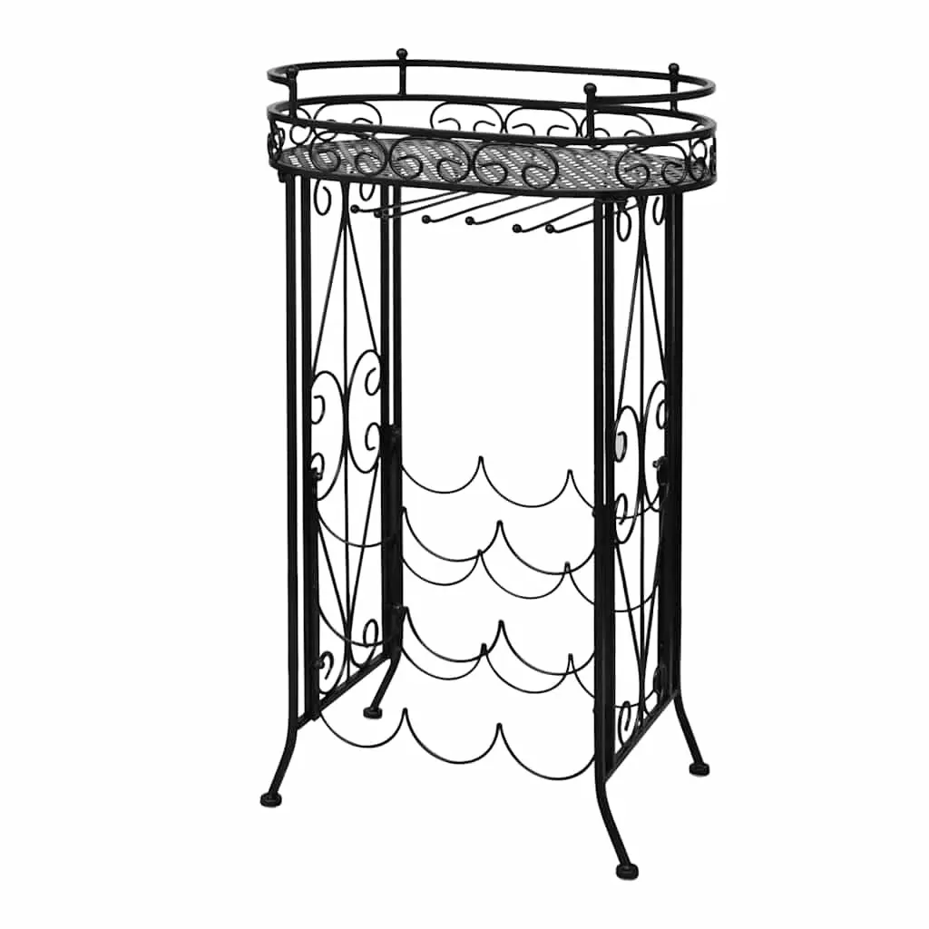 Wine Rack for Kitchen Dining Bar Floor Standing Black 9 Bottles