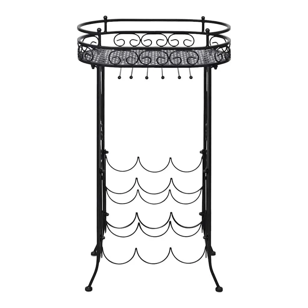 Wine Rack for Kitchen Dining Bar Floor Standing Black 9 Bottles