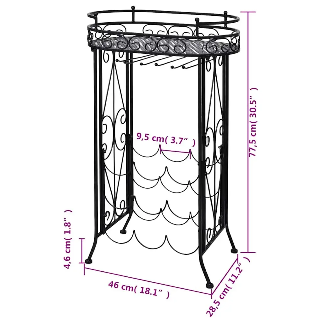 Wine Rack for Kitchen Dining Bar Floor Standing Black 9 Bottles