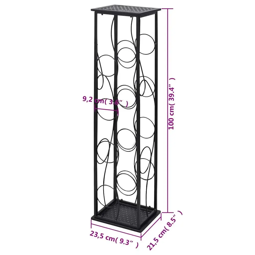Floor Standing 8-Bottle Black Wine Rack