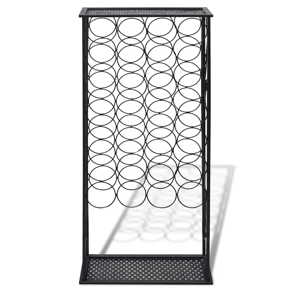 Wine Rack Floor Standing 28 Bottle Storage Black Metal Display Stand Holder