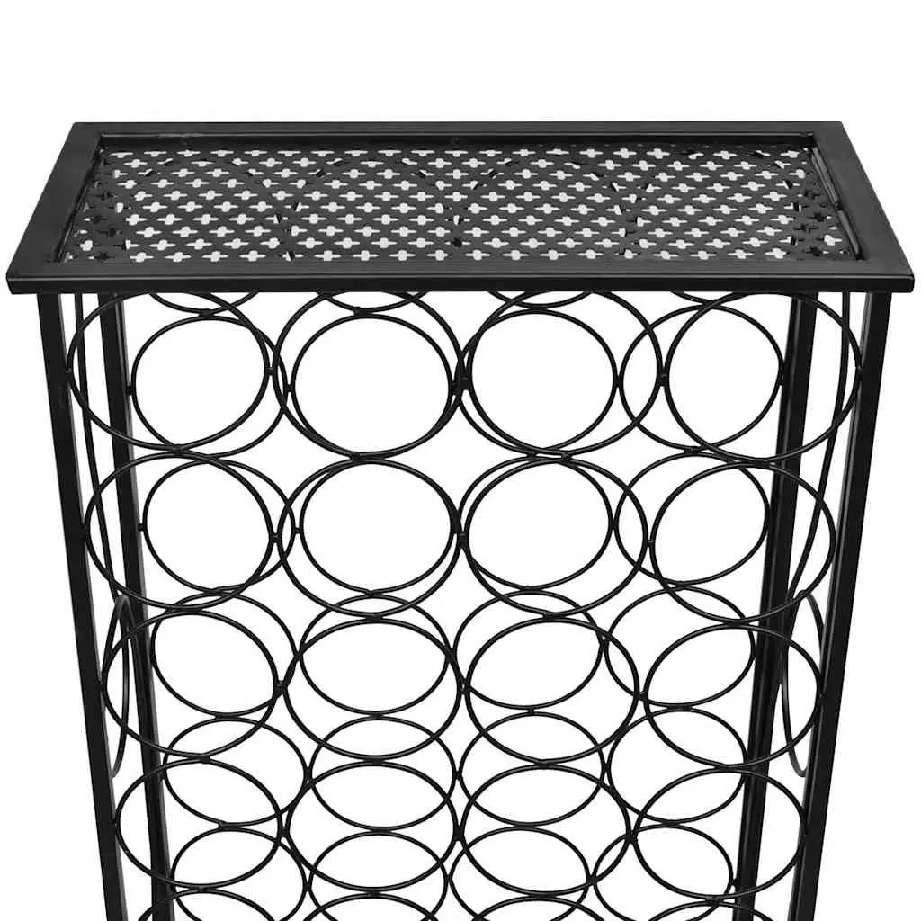 Wine Rack Floor Standing 28 Bottle Storage Black Metal Display Stand Holder