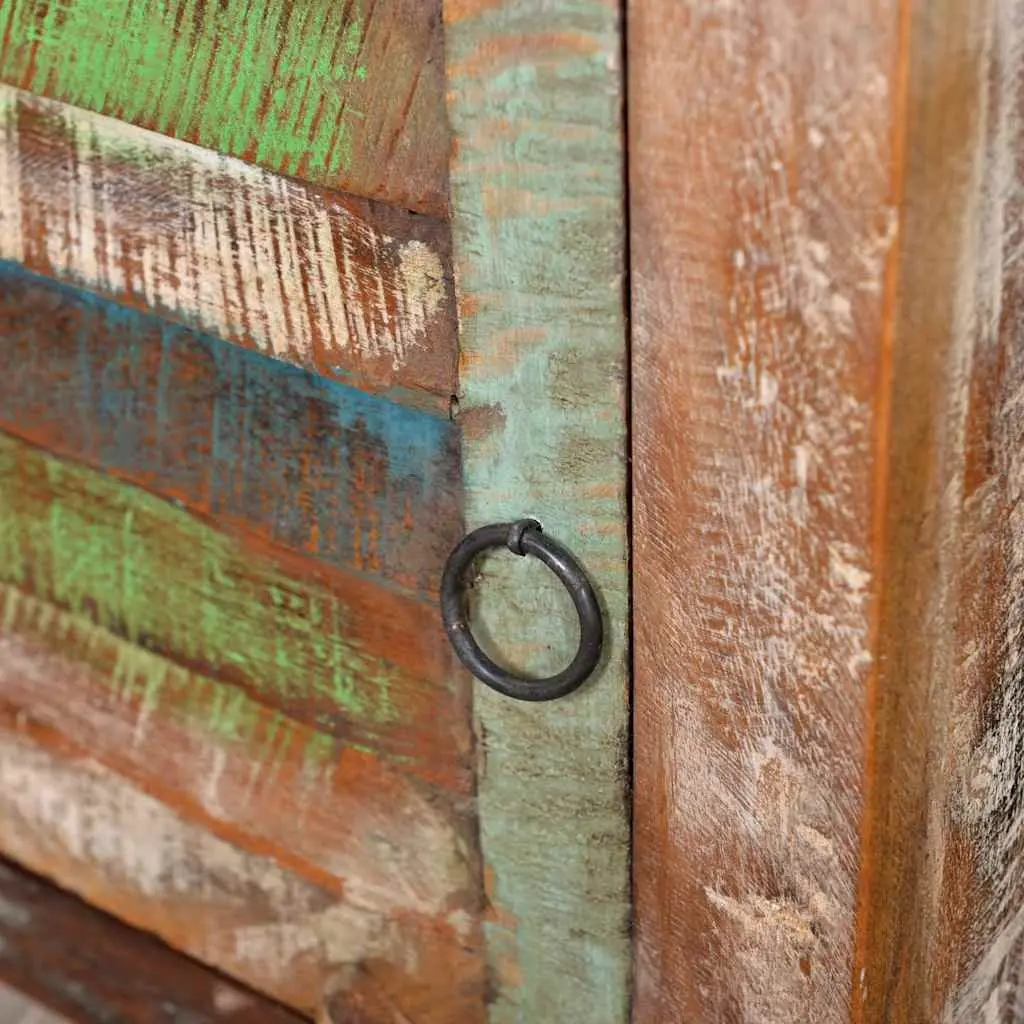 Reclaimed Wood End Table for Bedroom with Drawer and Door Storage