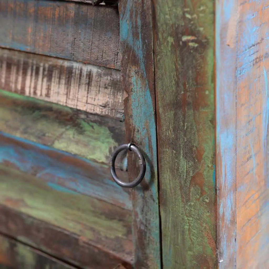 Reclaimed Wood End Table for Bedroom with Drawer and Door Storage