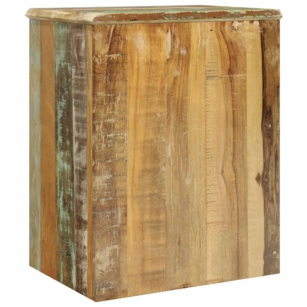 Reclaimed Wood End Table for Bedroom with Drawer and Door Storage