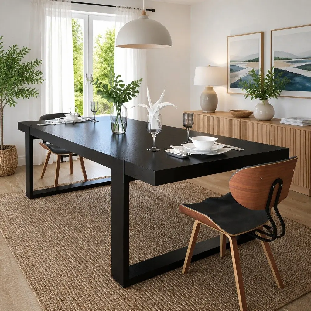 Dining Chairs Kitchen Set 2 pcs Bent Wood Frame Faux Leather Black