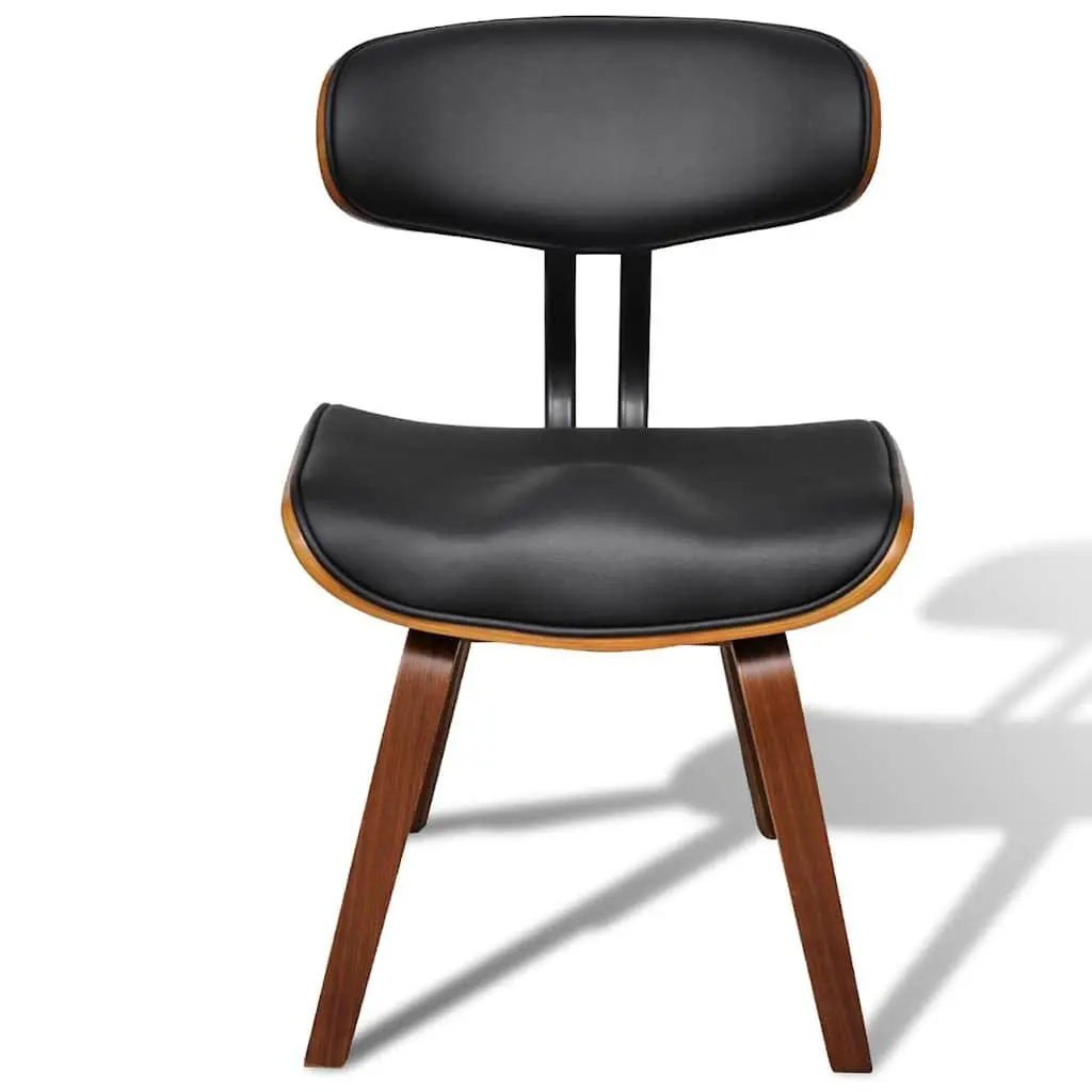 Dining Chairs Kitchen Set 2 pcs Bent Wood Frame Faux Leather Black