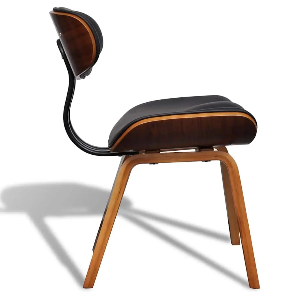 Dining Chairs Kitchen Set 2 pcs Bent Wood Frame Faux Leather Black