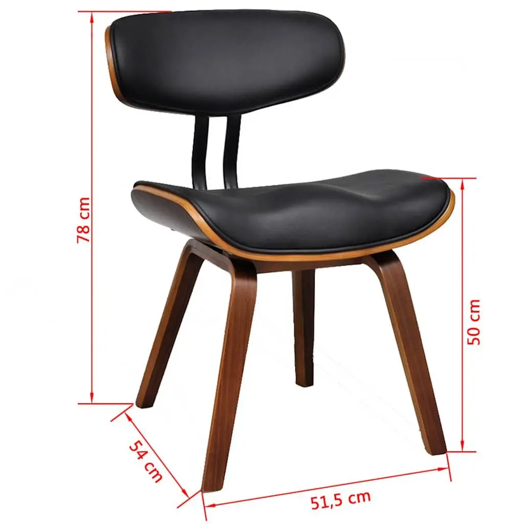 Dining Chairs Kitchen Set 2 pcs Bent Wood Frame Faux Leather Black