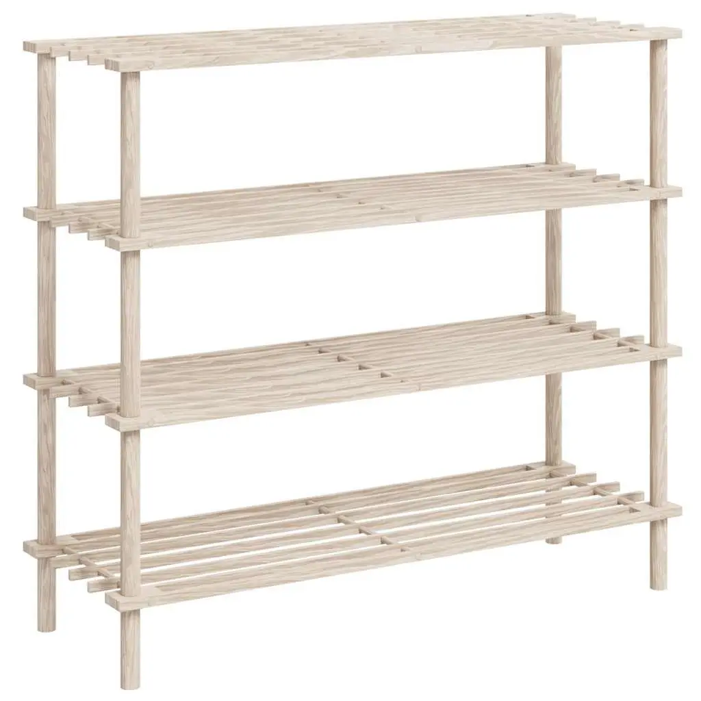 Wooden Shoe Rack 4-Tier Storage Organiser Entryway Hallway Footwear Display Unit