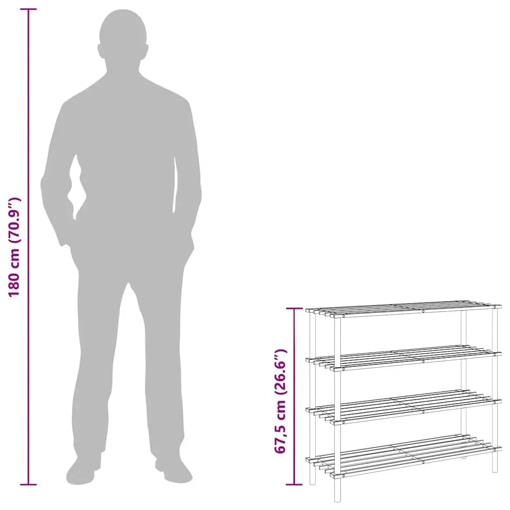 Wooden Shoe Rack 4-Tier Storage Organiser Entryway Hallway Footwear Display Unit