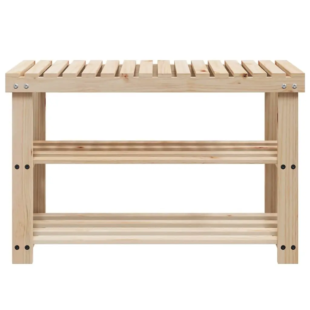 Shoe Rack with Bench Top for Entryway Solid Wood