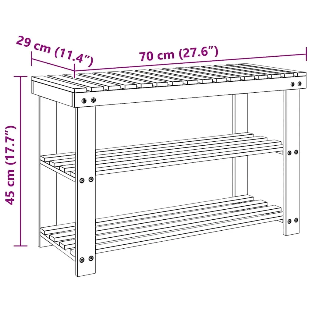 Shoe Rack with Bench Top for Entryway Solid Wood