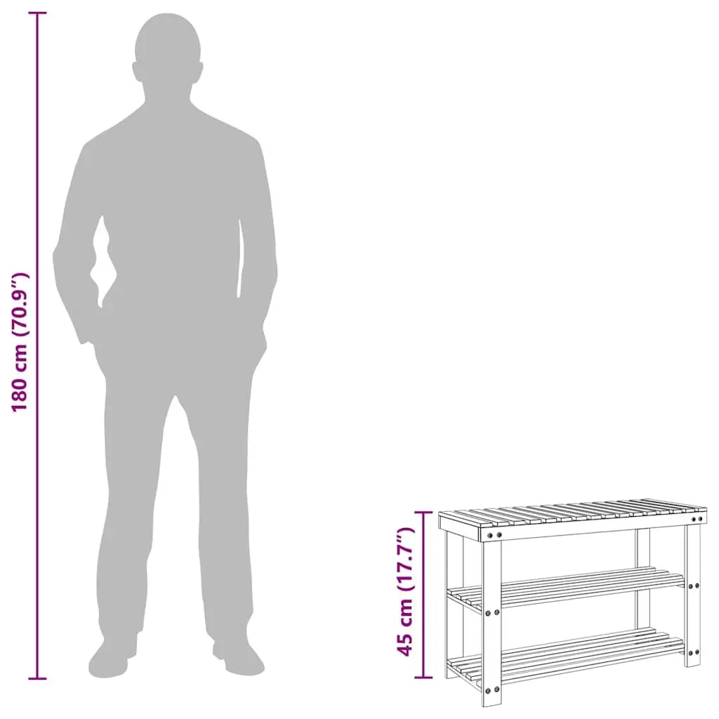 Shoe Rack with Bench Top for Entryway Solid Wood