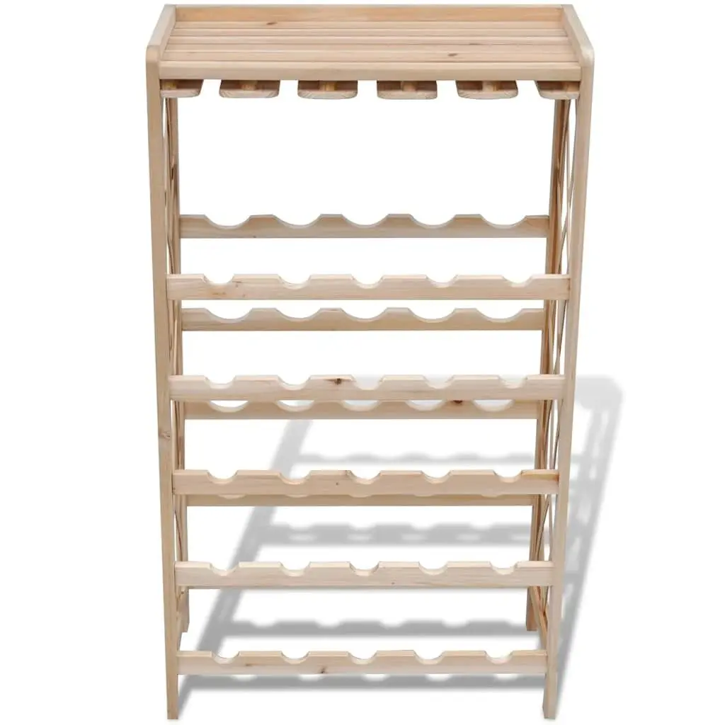 Wine Rack for 25 Bottles Solid Fir Wood Display Storage Holder Brown