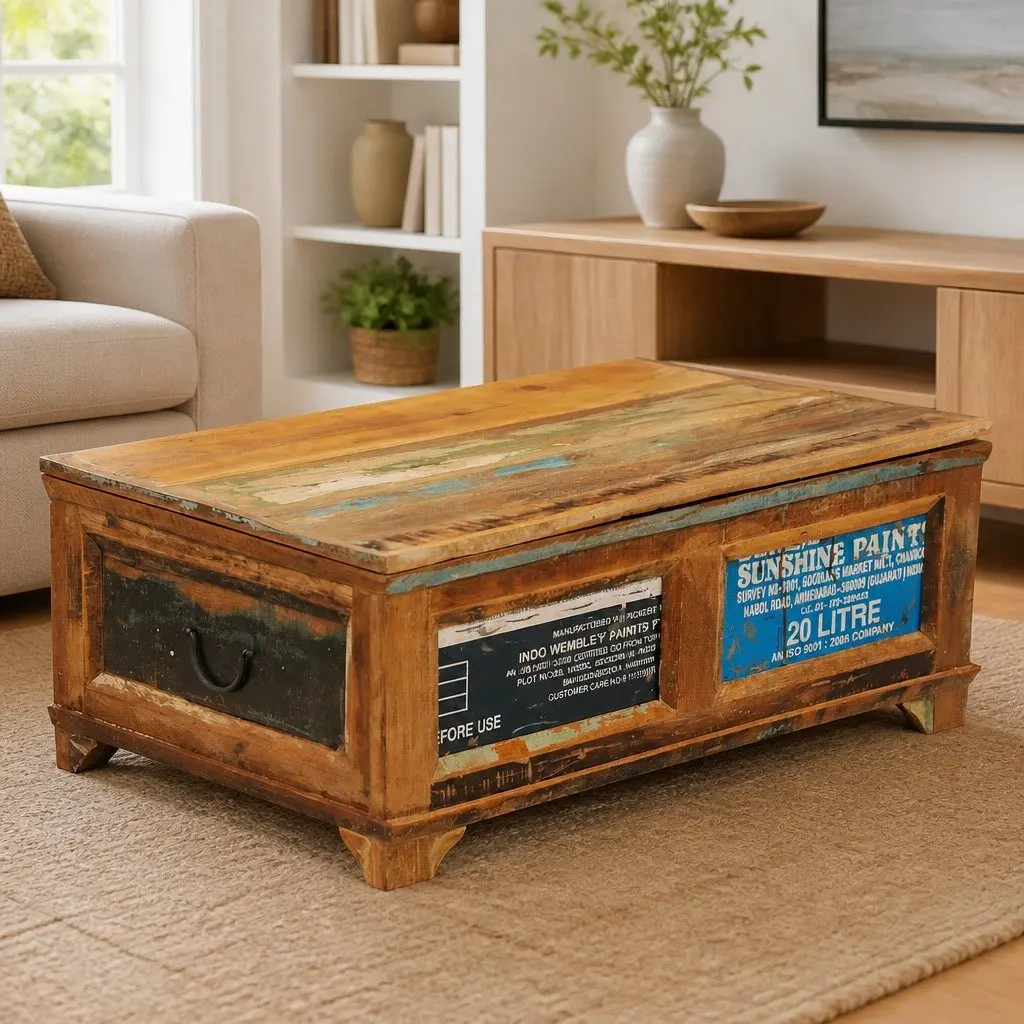 Brown Coffee Table with Large Storage Compartment