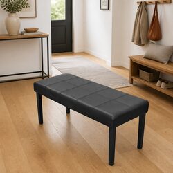 Black Entryway Storage Bench: 1x Padded Wood Frame Seat