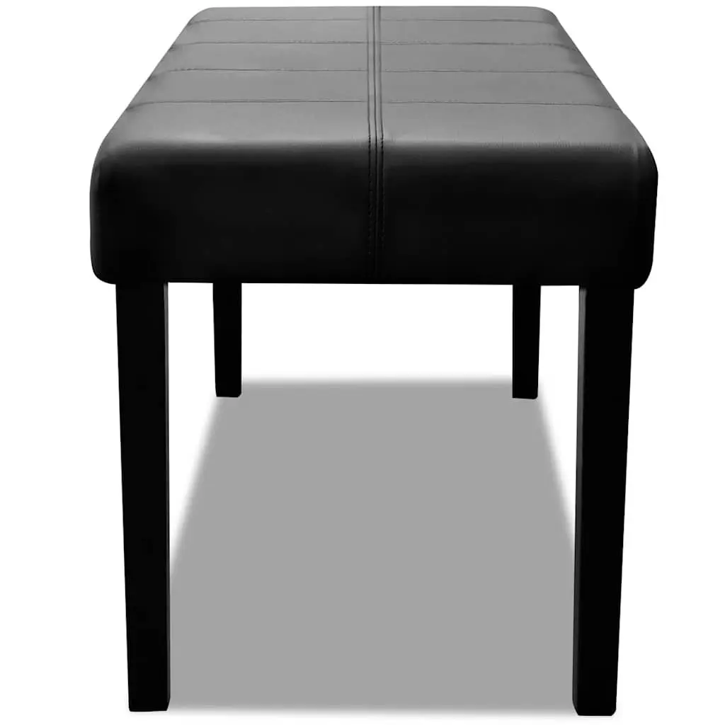 Black Artificial Leather Storage Bench Padded Seat Wood Frame Entryway Furniture