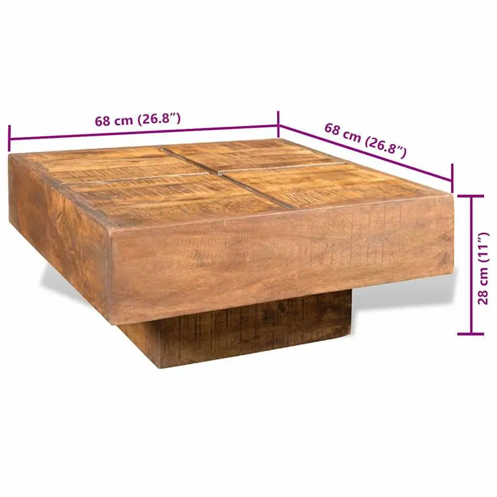Brown Square Coffee Table Made from Solid Mango Wood