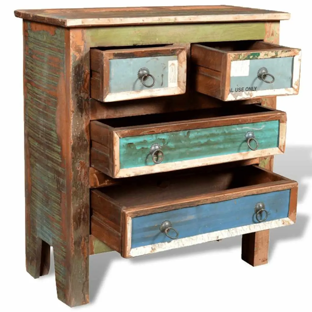 Reclaimed Wood Chest of Drawers Cabinet Storage 4 Drawer Brown Bedroom Furniture