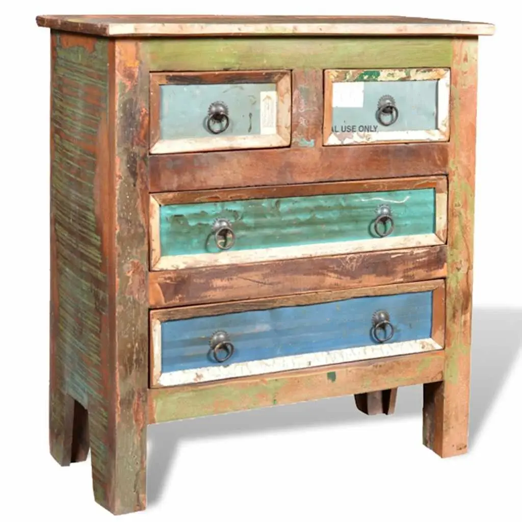 Reclaimed Wood Chest of Drawers Cabinet Storage 4 Drawer Brown Bedroom Furniture