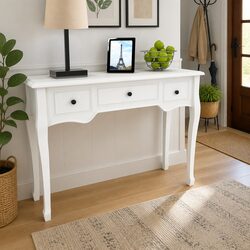 White Console Dressing Table with Three Drawers Specifications