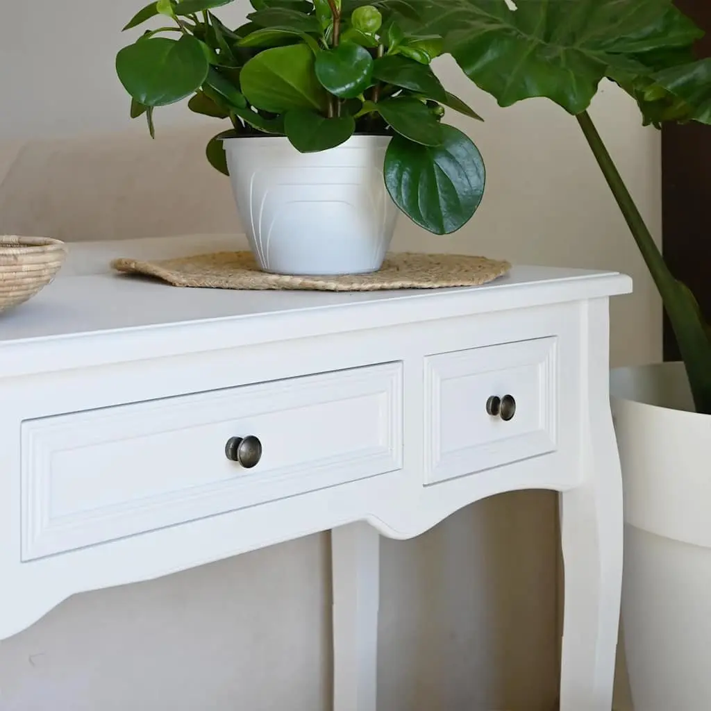 White Console Dressing Table with Three Drawers