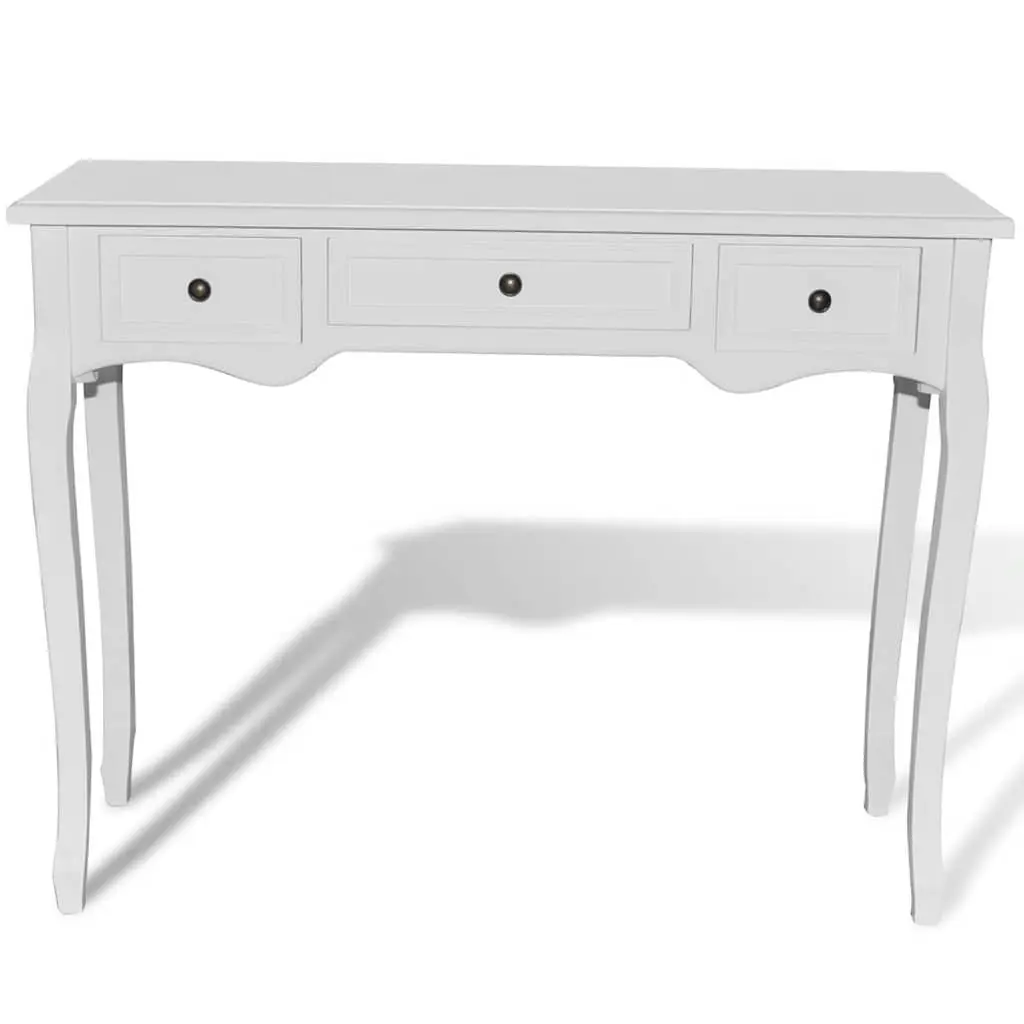White Console Dressing Table with Three Drawers
