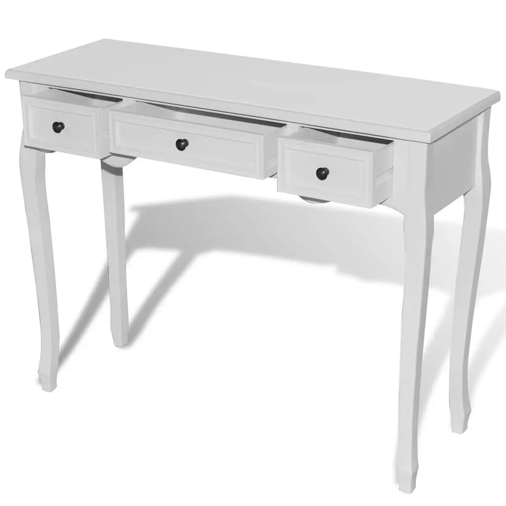 White Console Dressing Table with Three Drawers