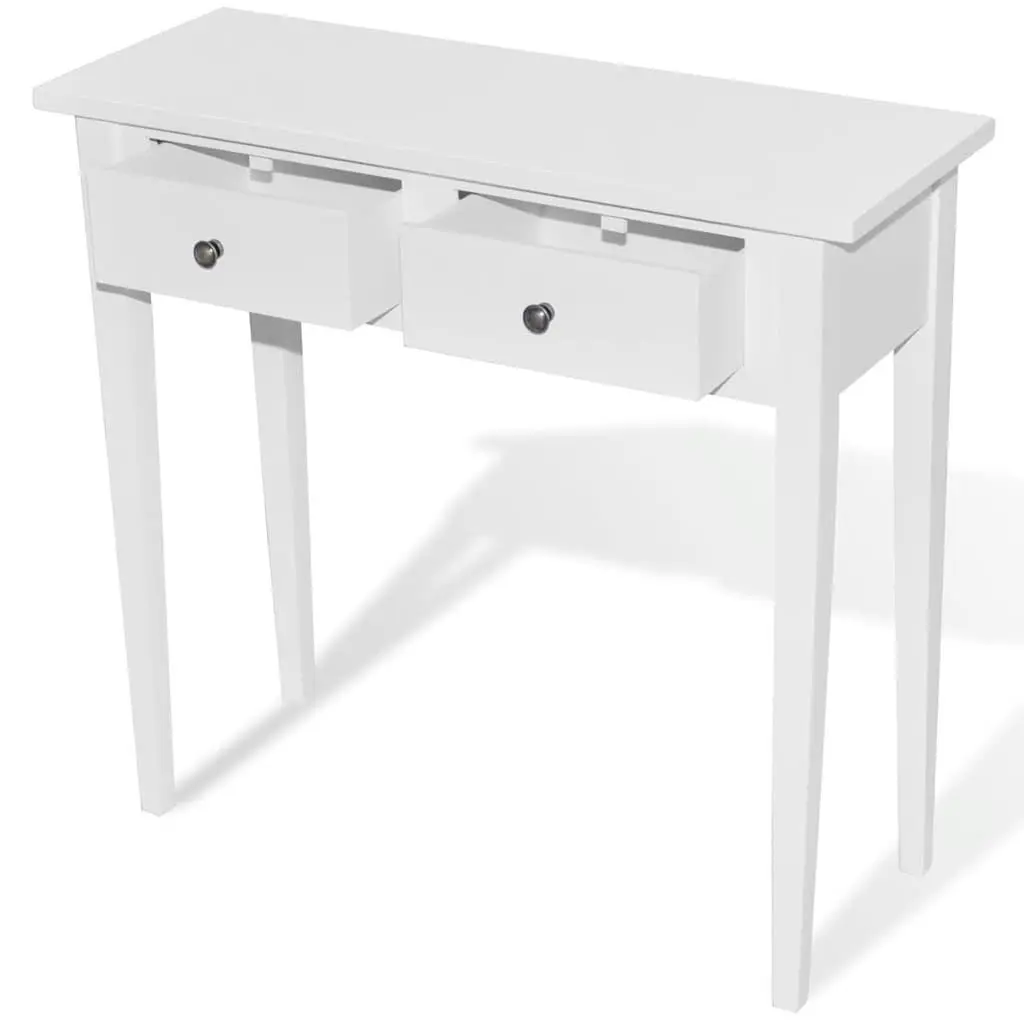 Console Table with Two Drawers White Dressing Accent End Table Living Room