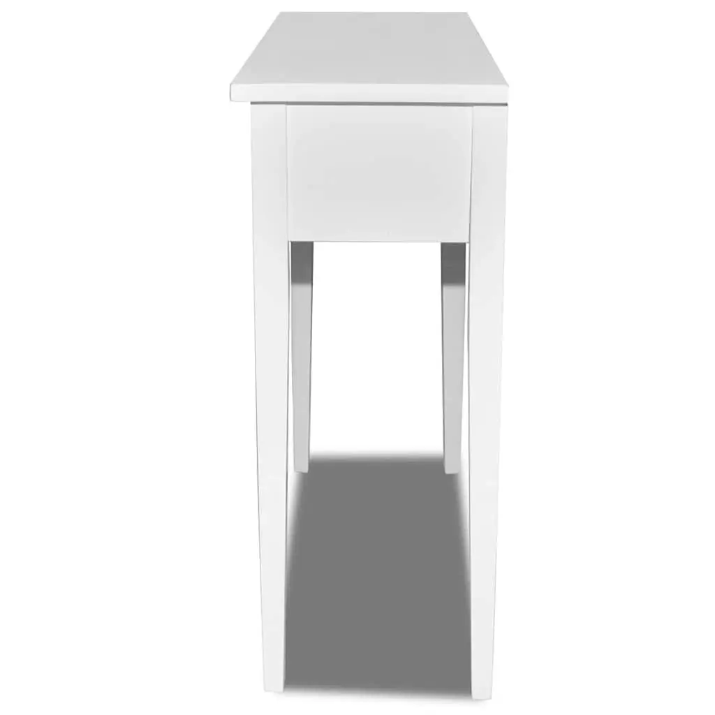 Console Table with Two Drawers White Dressing Accent End Table Living Room