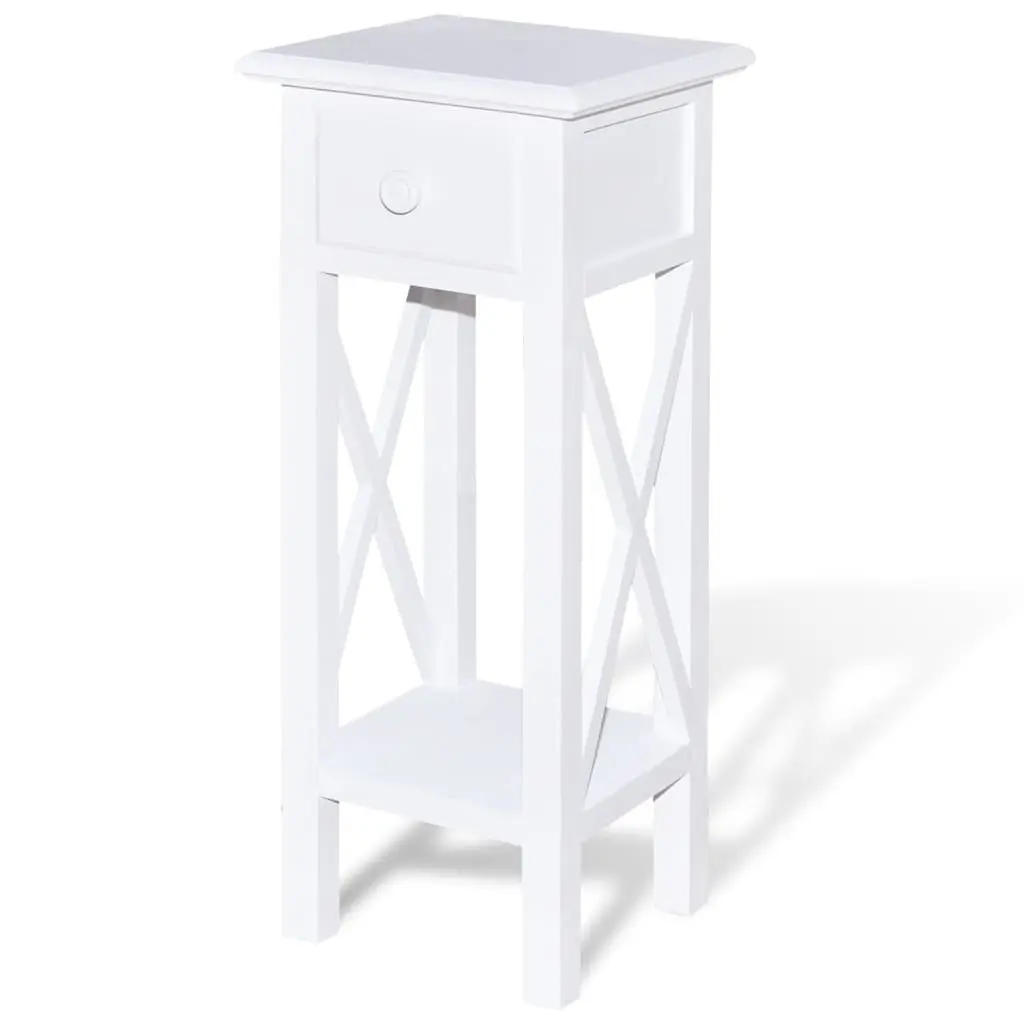 White Side Table with Drawer