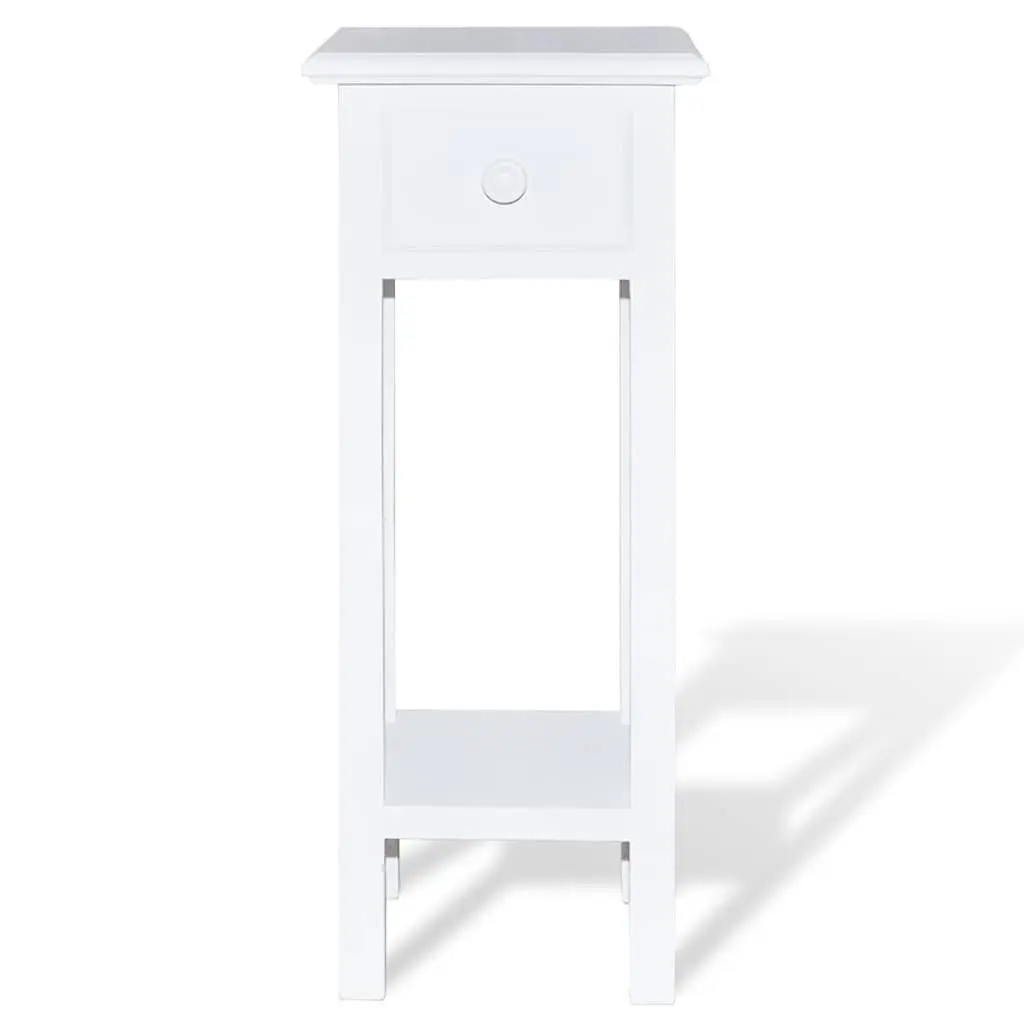 White Side Table with Drawer