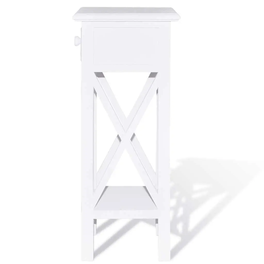 White Side Table with Drawer