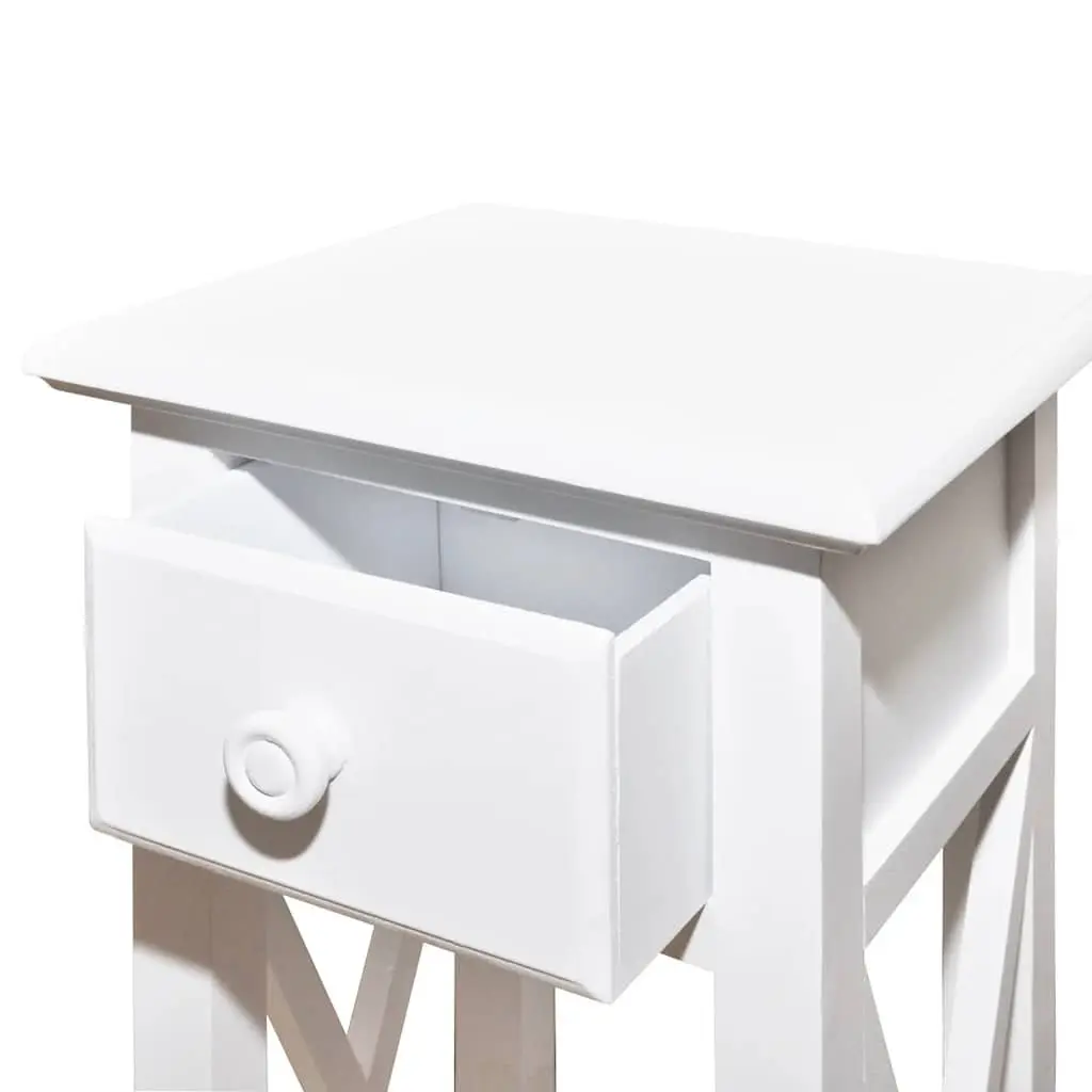 White Side Table with Drawer
