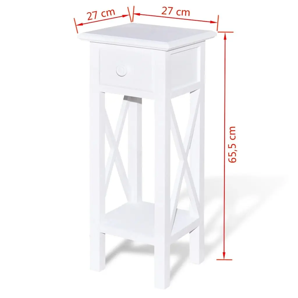 White Side Table with Drawer