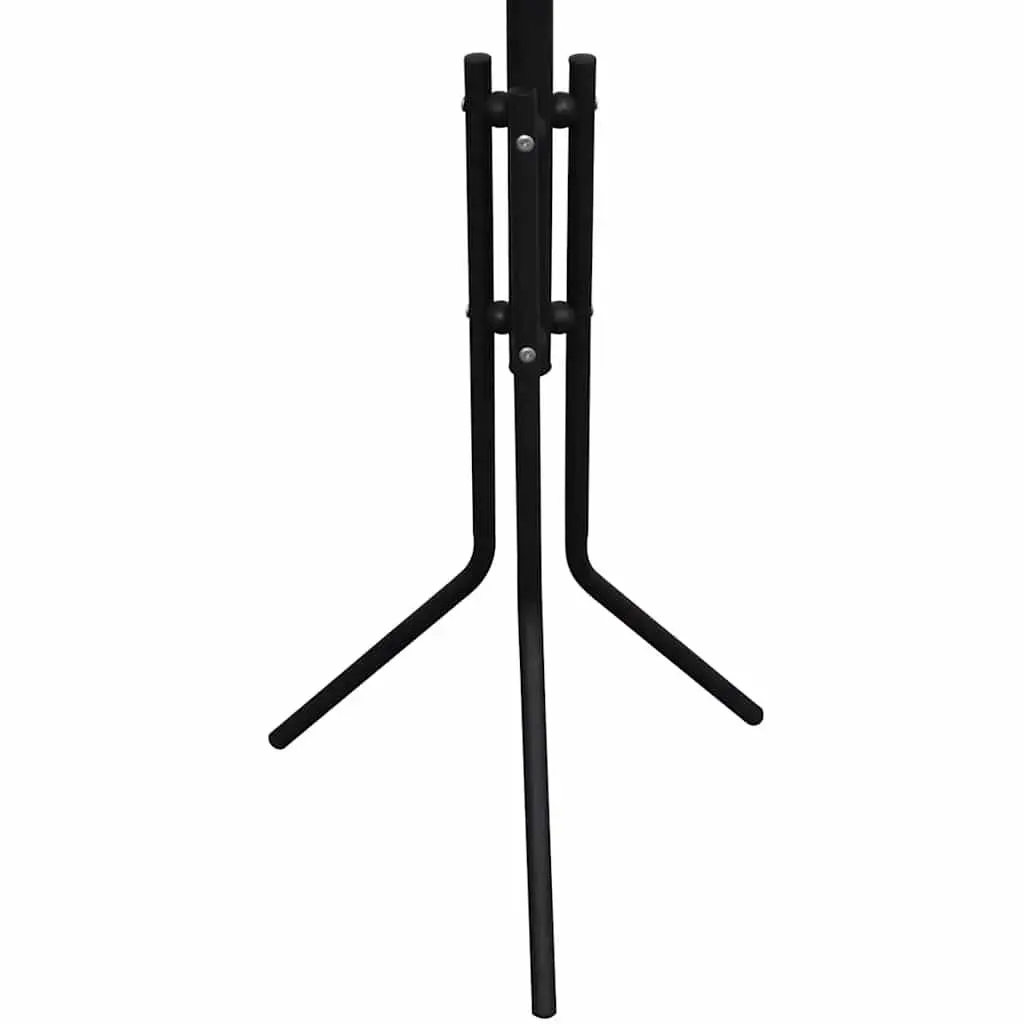 Black Metal Coat Stand with Ball Hooks and Triangular Legs