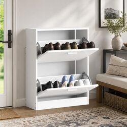 Wooden Shoe Cabinet Specifications - White Storage Organizer