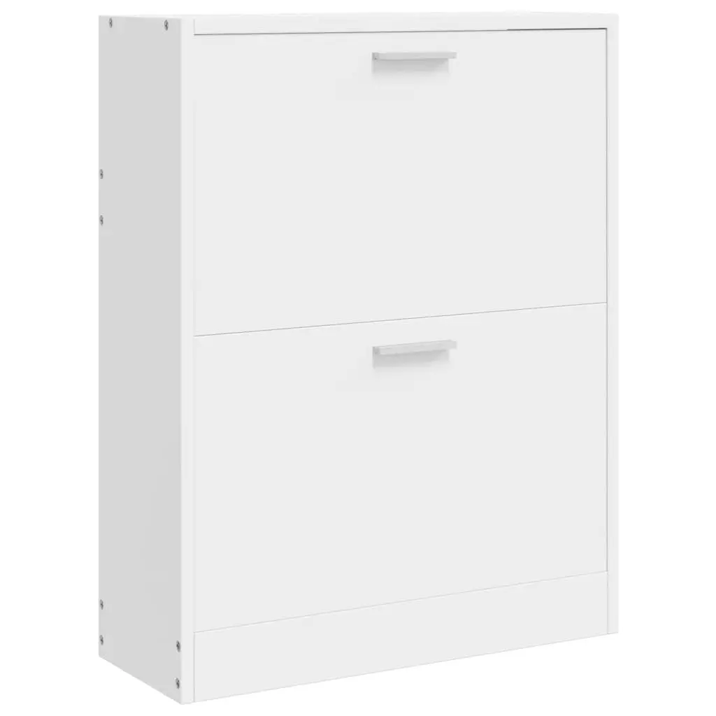 Wooden Shoe Cabinet for Home Storage 2 Compartment White