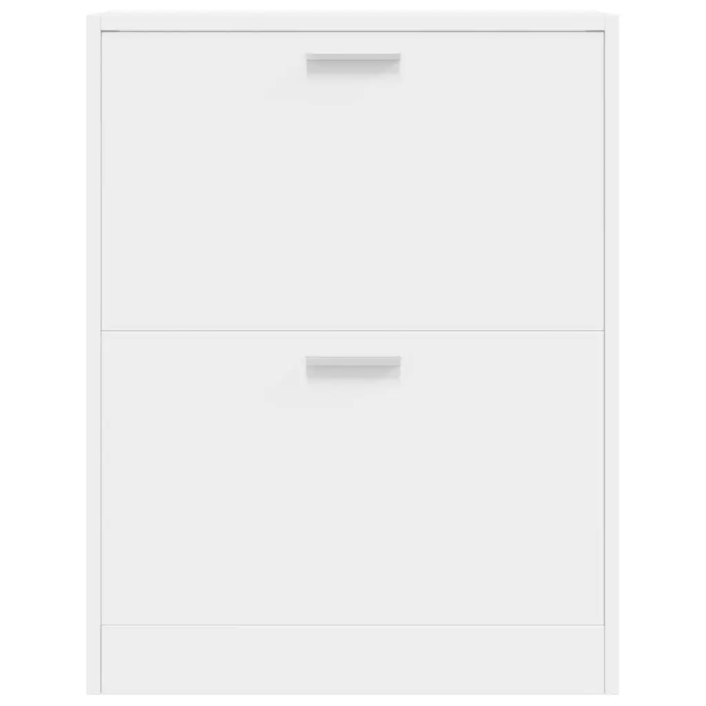 Wooden Shoe Cabinet for Home Storage 2 Compartment White