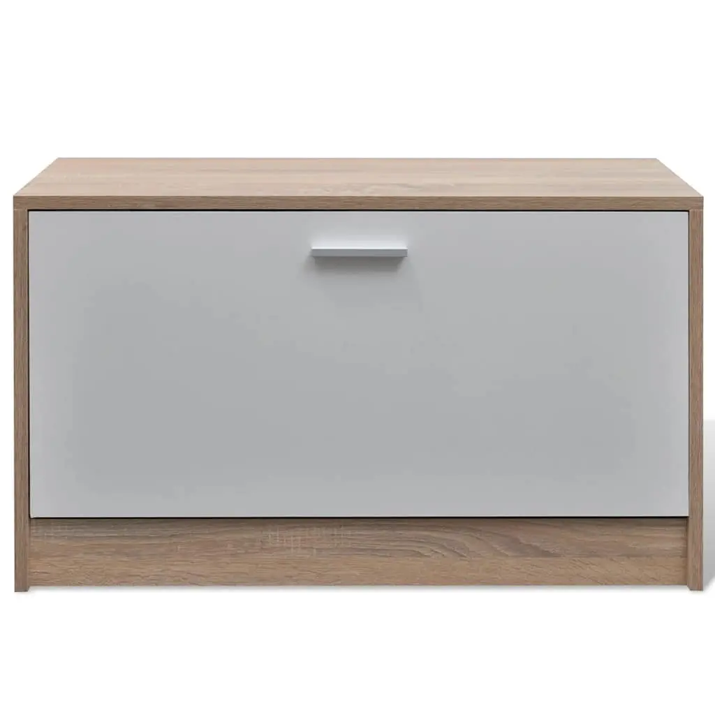 Wooden Shoe Cabinet Hallway Storage 3-in-1 Set with Mirror and Coat Rack