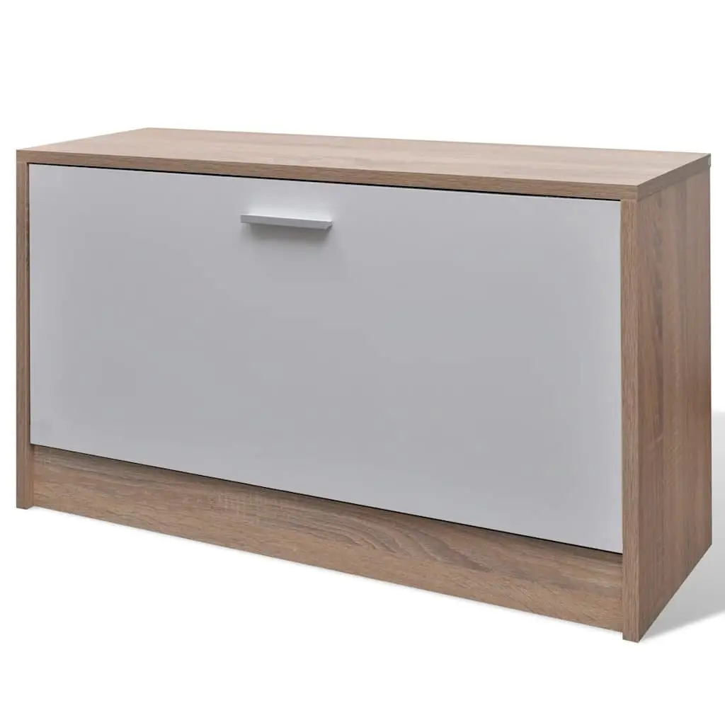 Wooden Shoe Cabinet Hallway Storage 3-in-1 Set with Mirror and Coat Rack