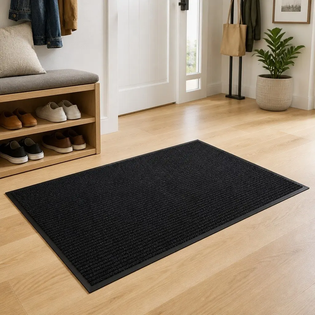 Black Door Mat 90 x 60 cm with PVC Backing