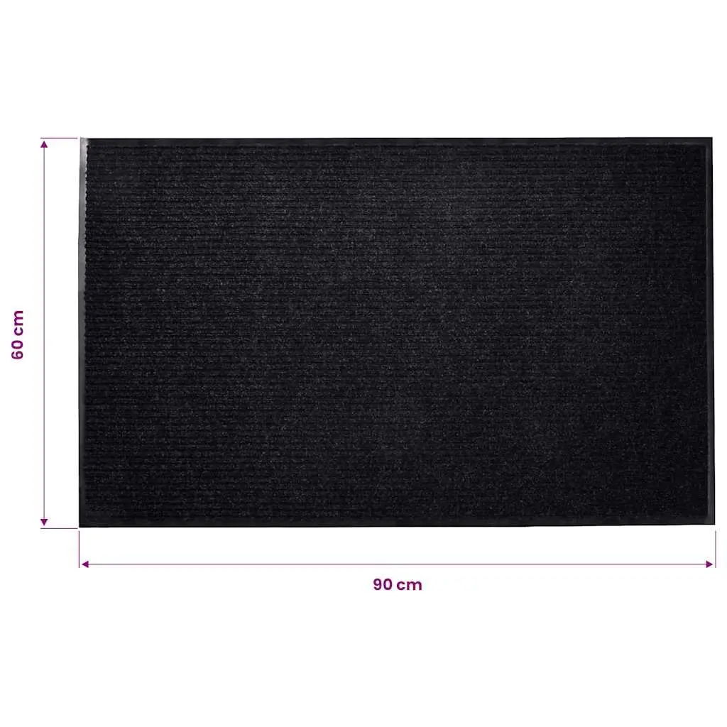 Door Mat Black 90 x 60 cm Non-Slip PVC Backing Easy Clean