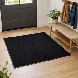 Door Mat Black 90 x 150 cm PVC Non-Slip Backing Entry Way Floor Protection