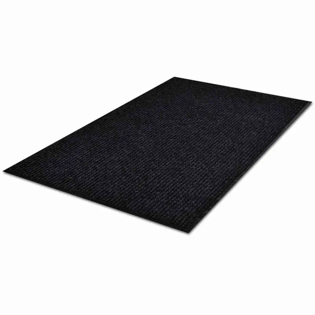 Door Mat Black Entry Way 90 x 150 cm PVC Non-Slip Backing