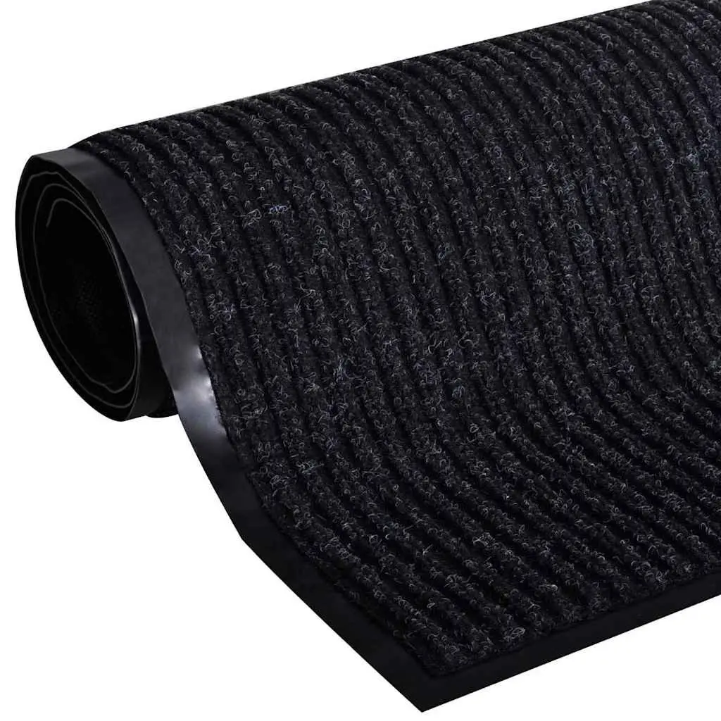 Door Mat Black 120 x 180 cm Non-Slip PVC Backing Indoor Outdoor Entry Entrance