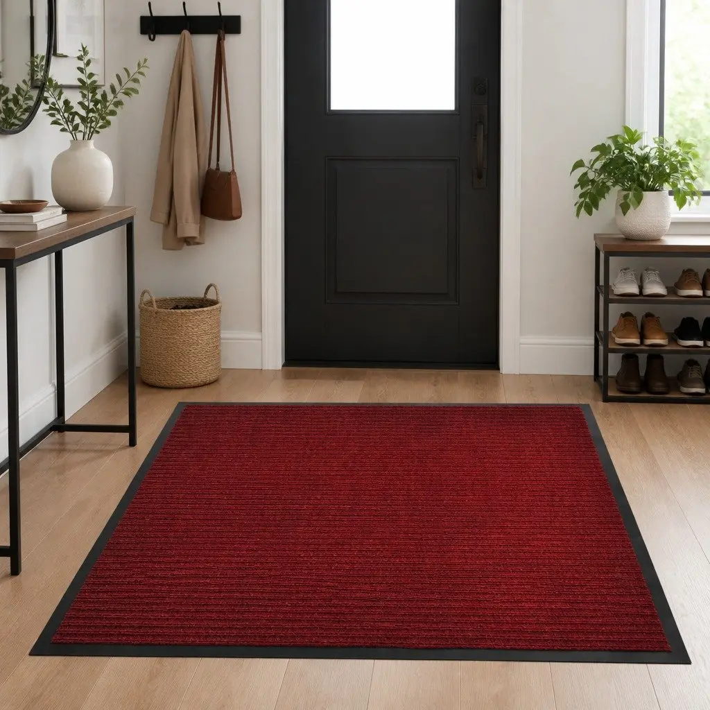 Red PVC Door Mat 90 x 60 cm with Non-Slip Backing