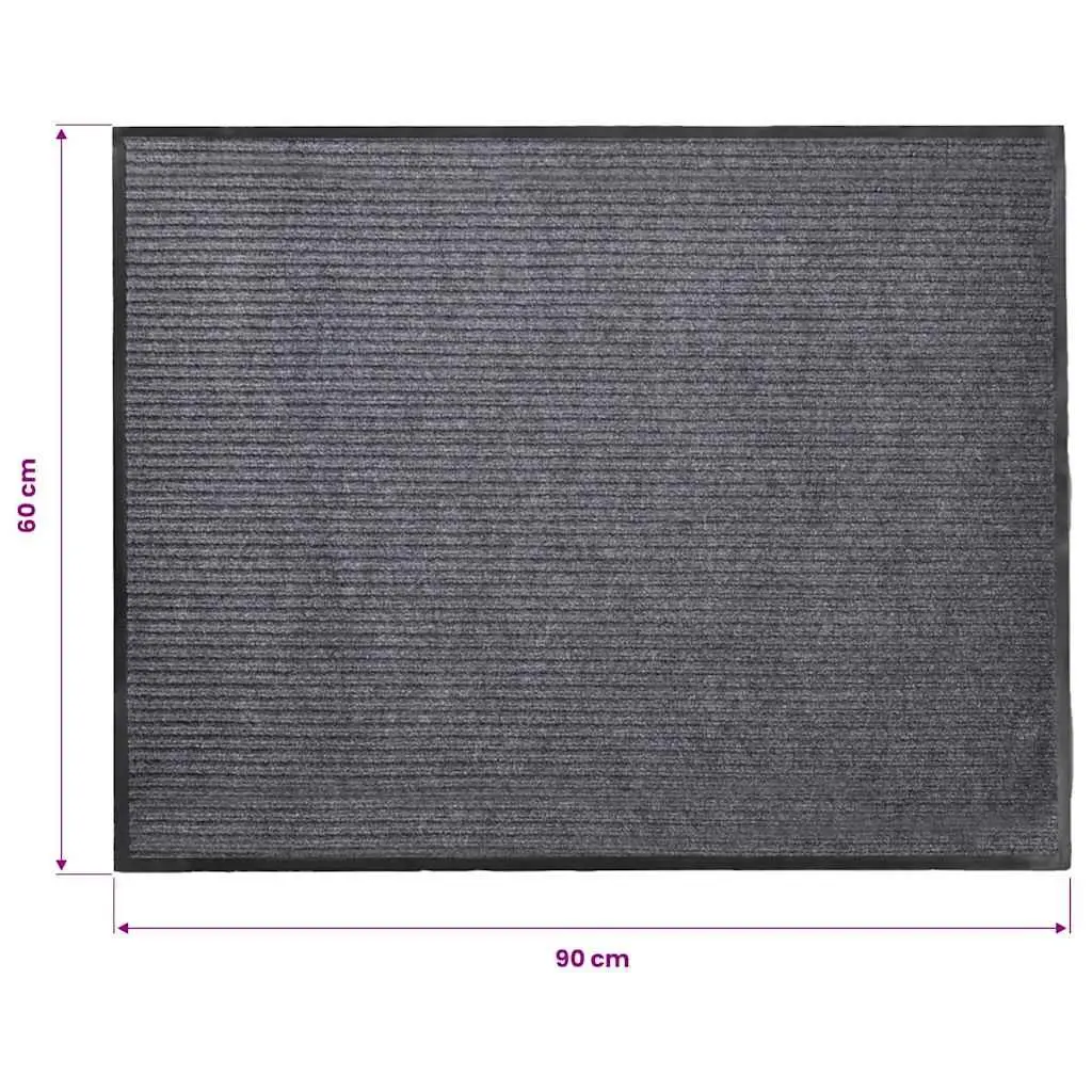 Door Mat Grey 90 x 60 cm Non-Slip PVC Backing Easy Clean Home Office Entry