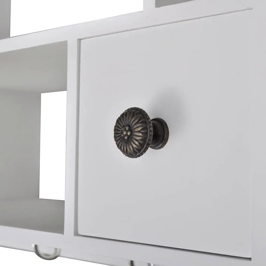 White Wooden Kitchen Wall Cabinet Storage Cupboard with Drawers Shelves Hooks